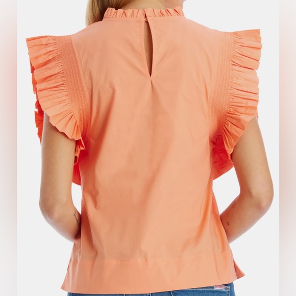 NWT ENGLISH FACTORY RUFFLES SLEEVE POPLIN BLOUSE - Picture 5 of 8